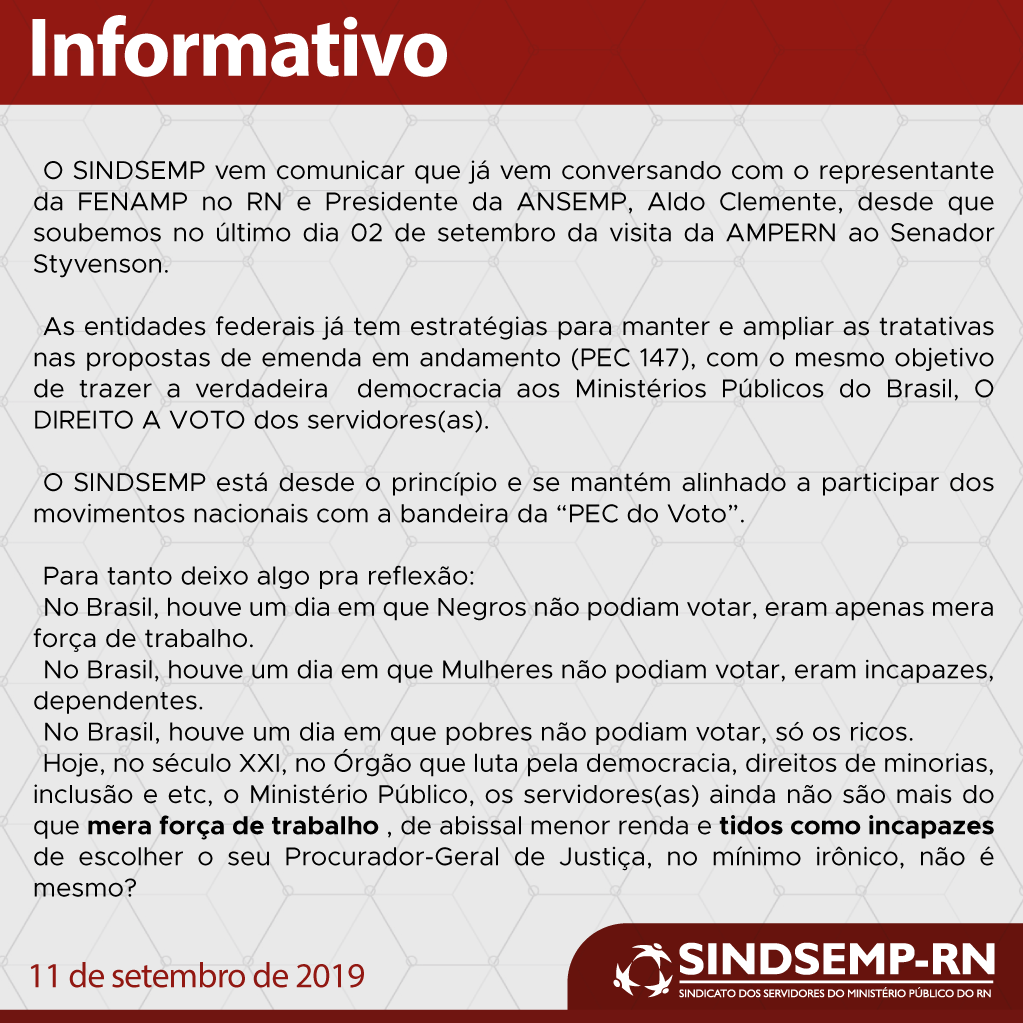 Informativo, 11 de setembro de 2019