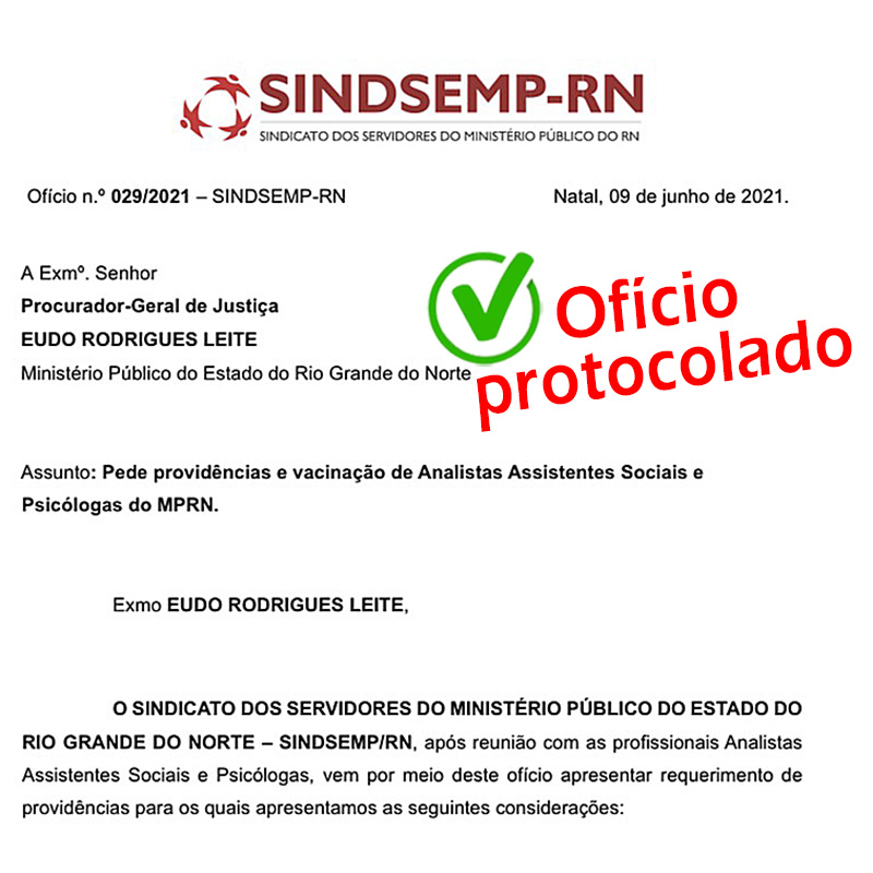 Mostrando sua preocupação, o SINDSEMP oficia MPRN, em apoio às assistentes sociais e psicólogos nos atendimentos externos