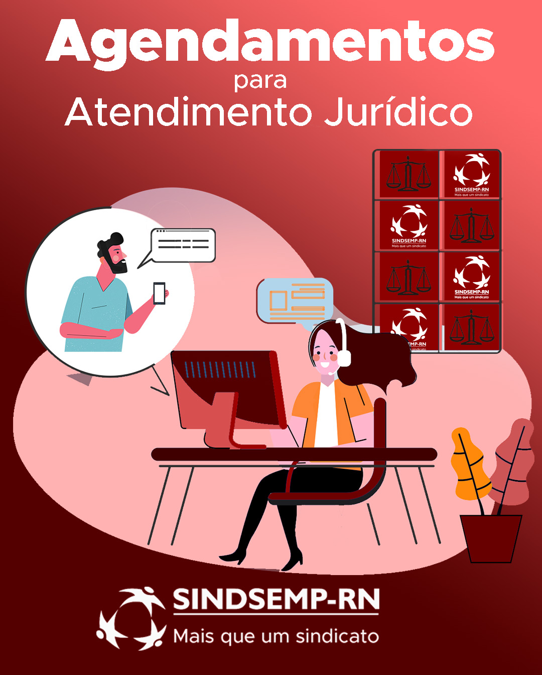 Os agendamentos para atendimento jurídico podem ser marcados pelo whatsapp 99146-7012, das 8h às 12h e das 13h às 17h.