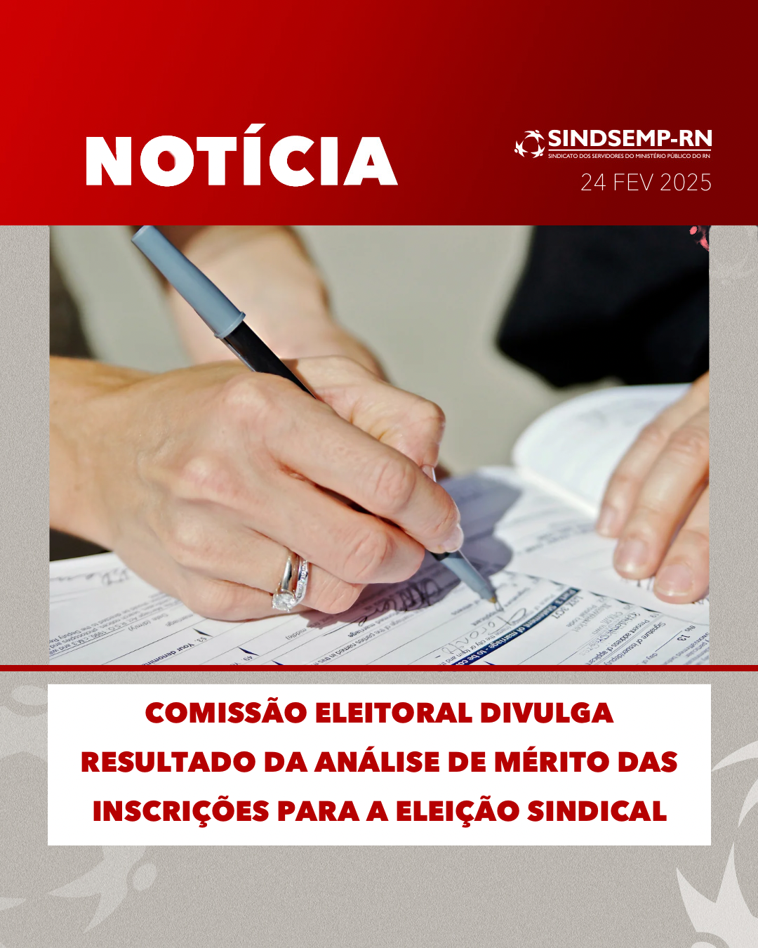 Comissão Eleitoral divulga resultado da análise de mérito das inscrições para a eleição sindical