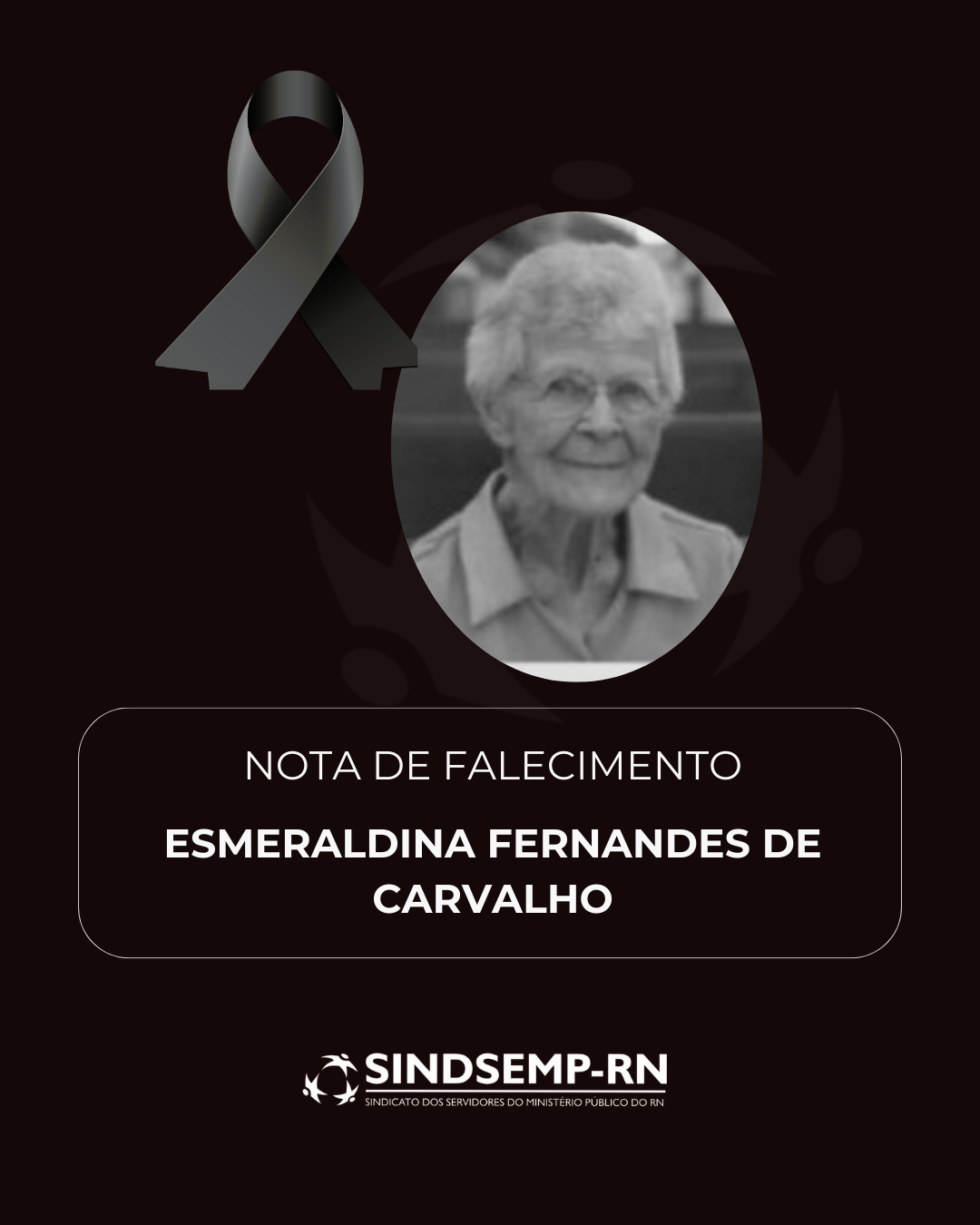 Nota de Falecimento: Senhora Esmeraldina Fernandes de Carvalho