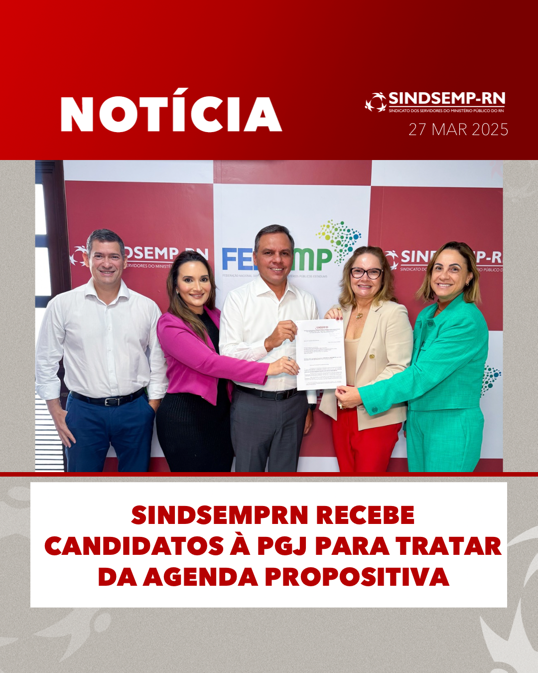 Sindsemp/RN realiza segunda reunião com candidatos à PGJ para apresentar Agenda Propositiva