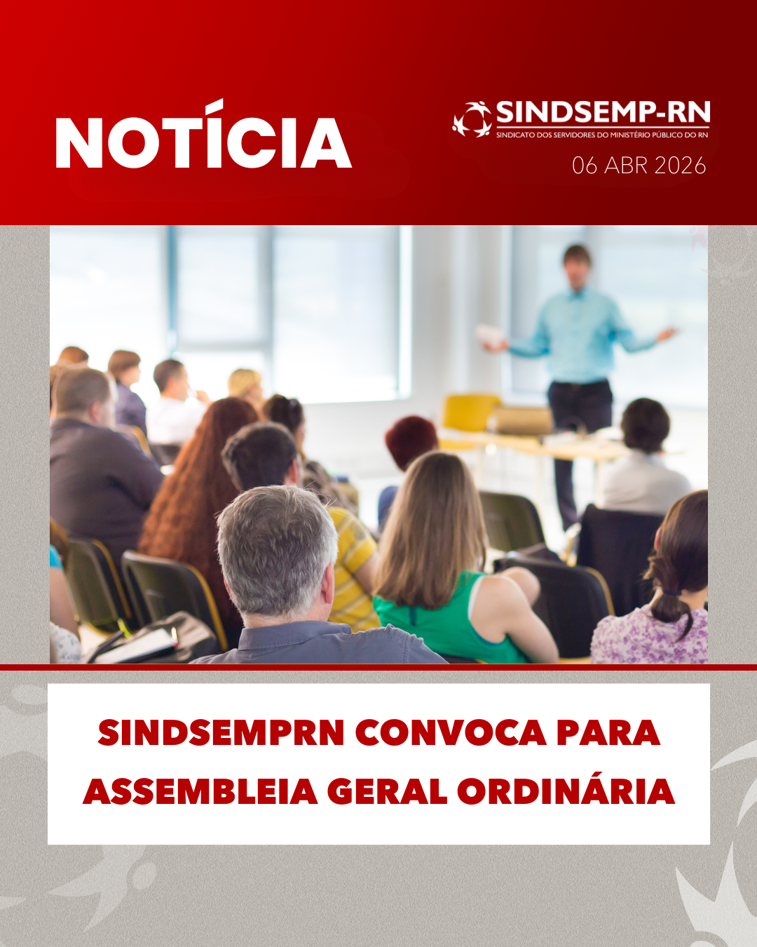 SindsempRN convoca para Assembleia Geral Ordinária